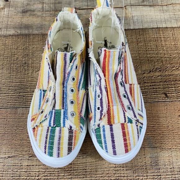 Corkys Rainbow Striped Babalu Canvas Shoes - Picture 3 of 11
